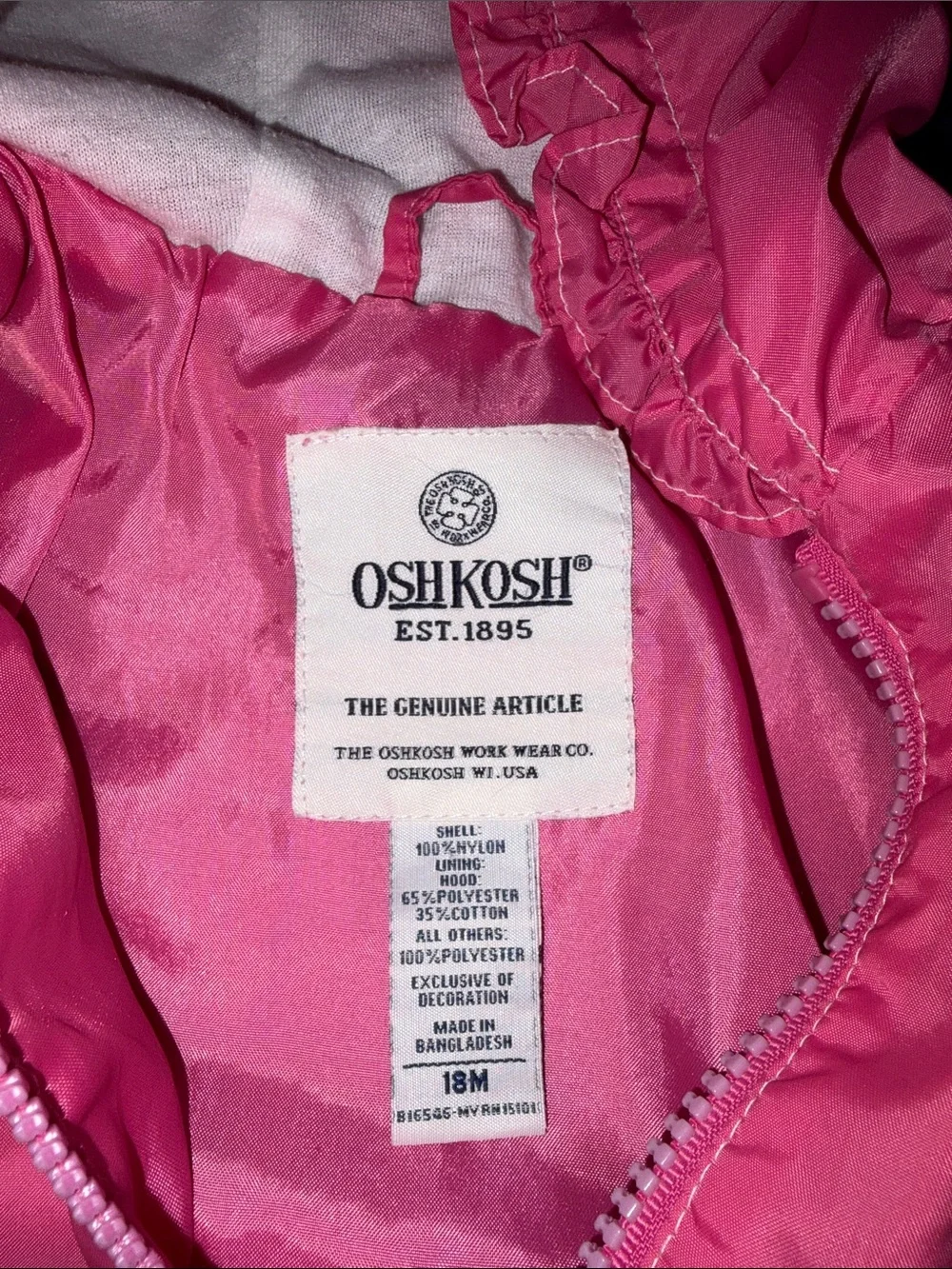 Vintage Osh Kosh Girls Raincoat Size 18M
